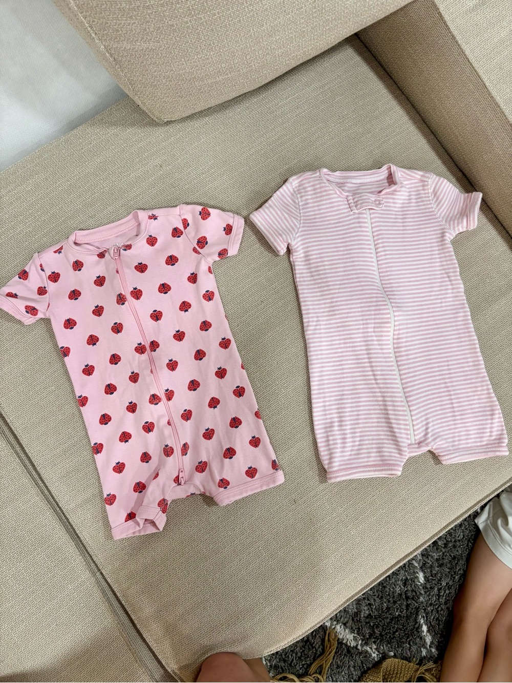 Primary Baby Girl Pajama Shortall Rompers - 6-9 months (set of 2)